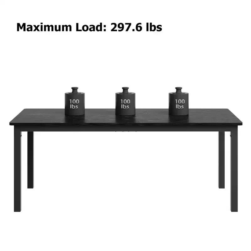 71 Inch Industrial Dining Table, Large Rectangle Kitchen Table with Metal Legs, Round Corners, Wooden Conference Tables Writing Desk for Dining Room