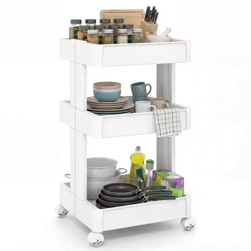 Costway 3/4/4-Tier Rolling Utility Cart with Detachable Trays and Smooth Wheels for Kitchen