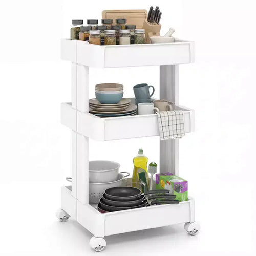 Costway 3/4/4-Tier Rolling Utility Cart with Detachable Trays and Smooth Wheels for Kitchen