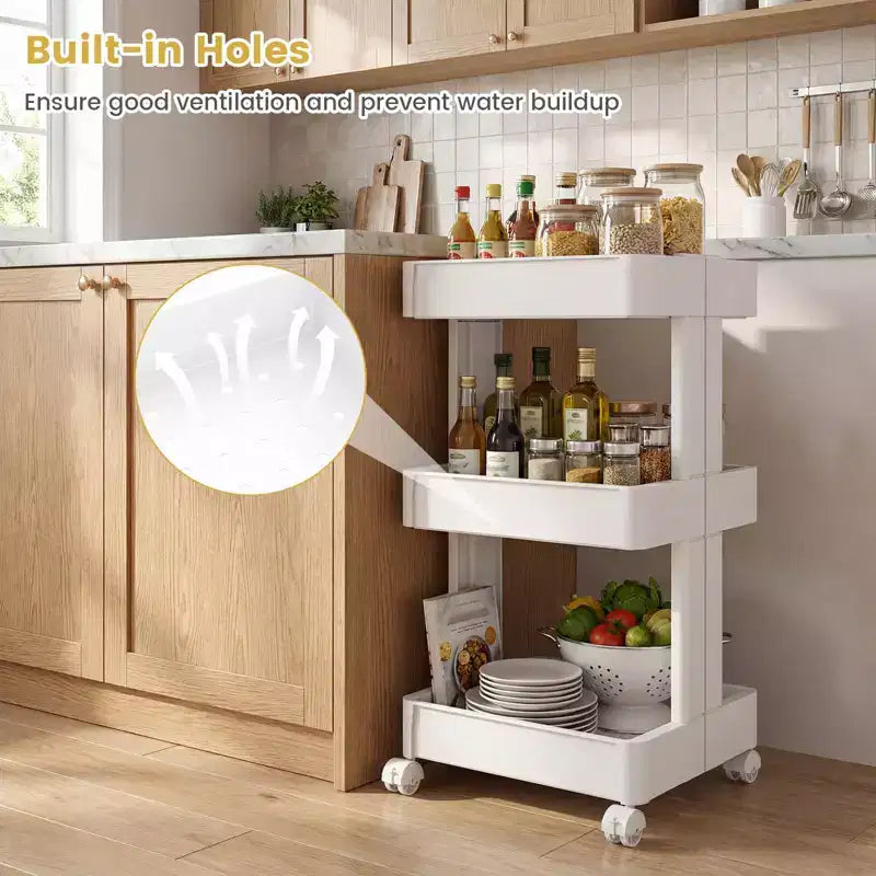 3/4/4-Tier Rolling Utility Cart with Detachable Trays and Smooth Wheels for Kitchen