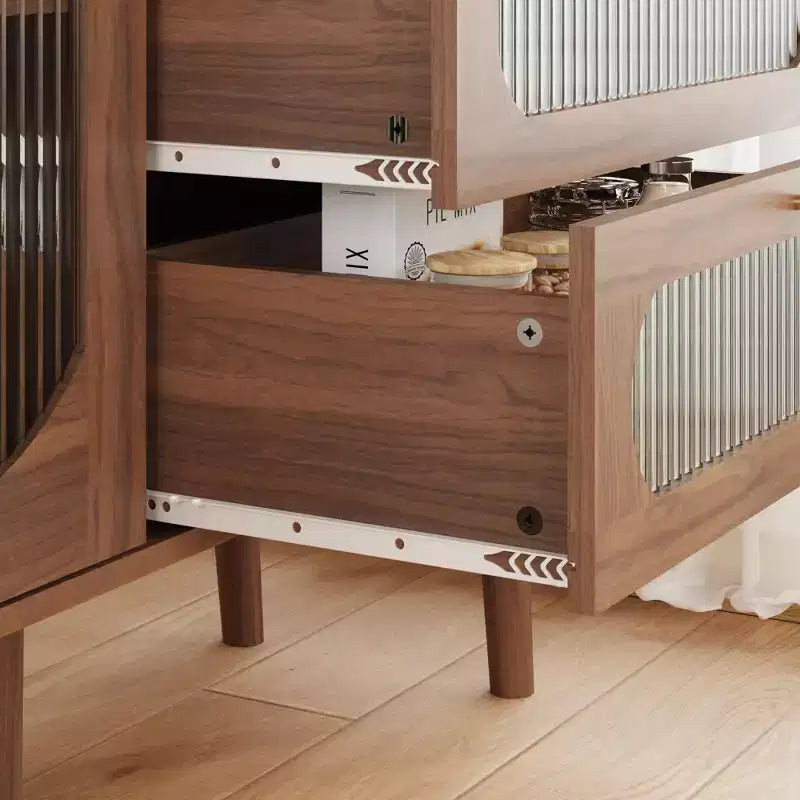Decorative cabinet with 3 drawers and cabinet doors, wooden storage cabinet with shelves, suitable for living rooms, natural wood