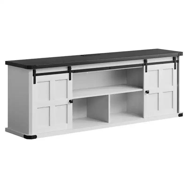 70 Farmhouse TV Stand for 80/75/70 Inch TVs, Storage Cabinets with Sliding Barn Door, Rustic TV Stands for Living Room, Media Console Cabinet
