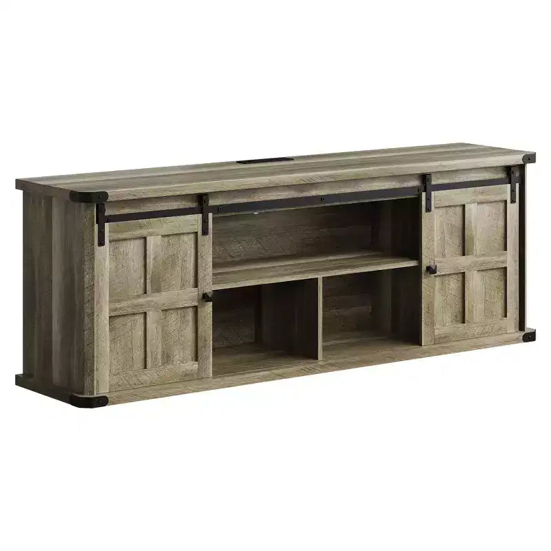 70 Farmhouse TV Stand for 80/75/70 Inch TVs, Storage Cabinets with Sliding Barn Door, Rustic TV Stands for Living Room, Media Console Cabinet