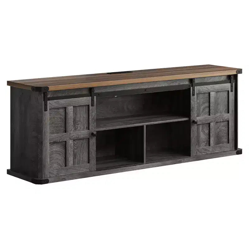 70 Farmhouse TV Stand for 80/75/70 Inch TVs, Storage Cabinets with Sliding Barn Door, Rustic TV Stands for Living Room, Media Console Cabinet