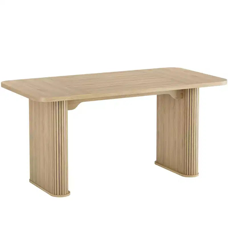 62 Dining Table for 6-8, Rectangle Wooden Kitchen Table with Double Robust Pedestal, Sturdy Dinner Table for Dining Room, Kitchen & Living Area