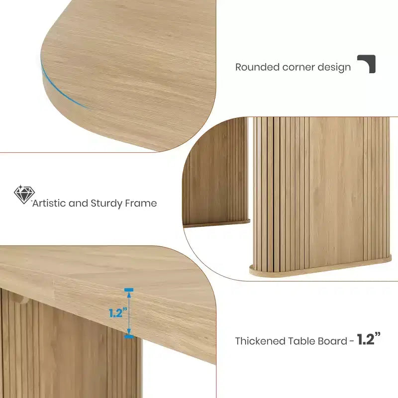 62 Dining Table for 6-8, Rectangle Wooden Kitchen Table with Double Robust Pedestal, Sturdy Dinner Table for Dining Room, Kitchen & Living Area