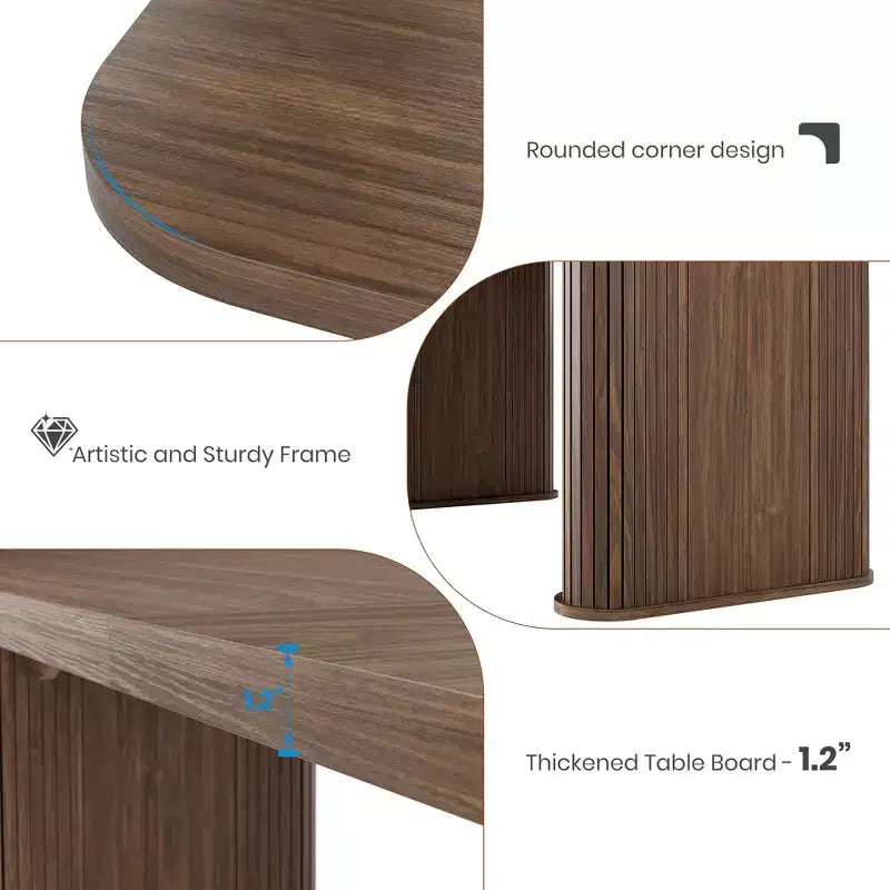 62 Dining Table for 6-8, Rectangle Wooden Kitchen Table with Double Robust Pedestal, Sturdy Dinner Table for Dining Room, Kitchen & Living Area