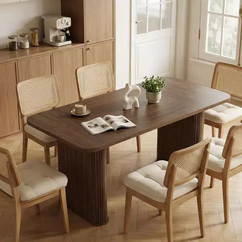 62 Dining Table for 6-8, Rectangle Wooden Kitchen Table with Double Robust Pedestal, Sturdy Dinner Table for Dining Room, Kitchen & Living Area
