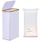 Narwey Slim Laundry Basket with Lid, Narrow Laundry Hamper with Removable Bag, Skinny Dirty