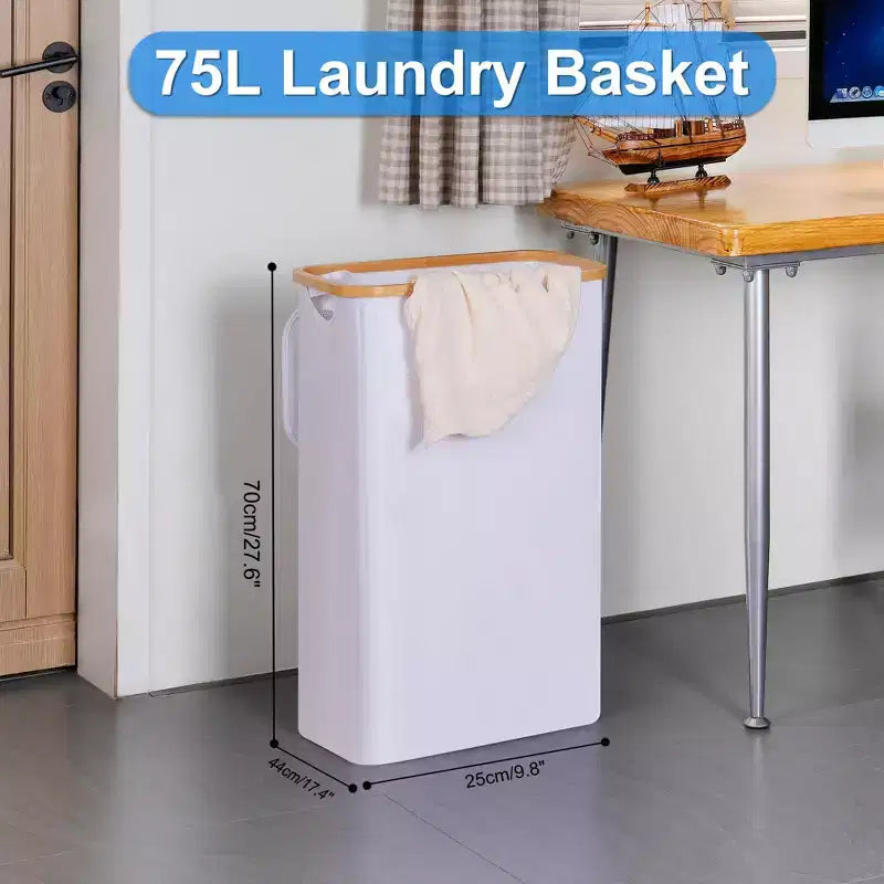 Slim Laundry Basket with Lid, Narrow Laundry Hamper with Removable Bag, Skinny Dirty