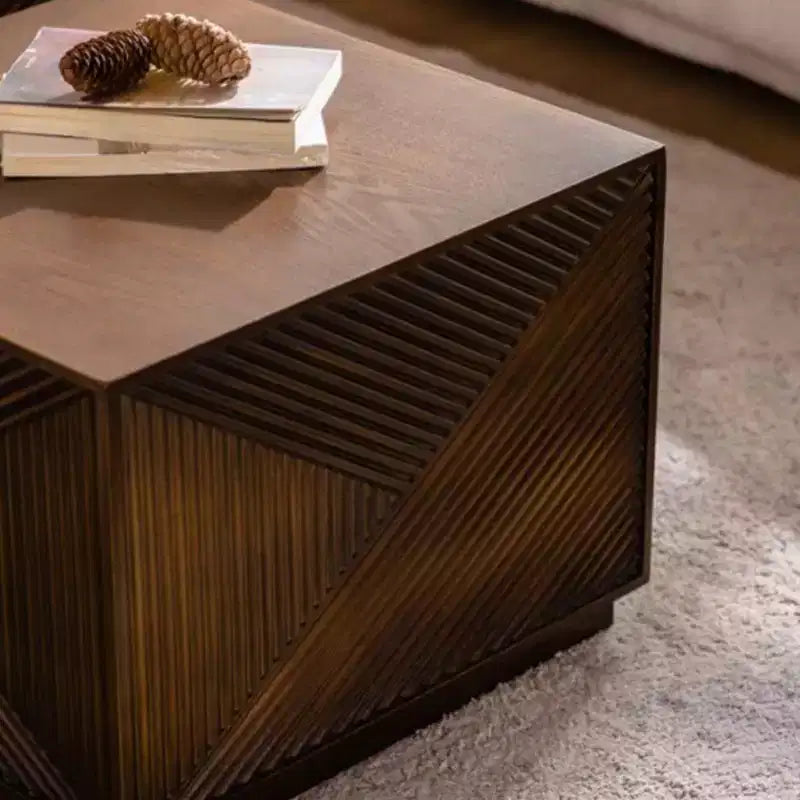 Square Coffee Table with Modern Color Combination for Living Room, No Assembly Needed