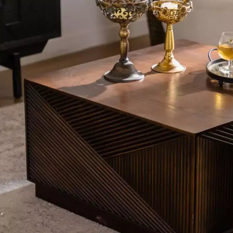 Square Coffee Table with Modern Color Combination for Living Room, No Assembly Needed