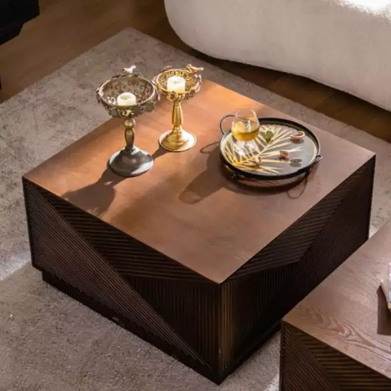 Square Coffee Table with Modern Color Combination for Living Room, No Assembly Needed