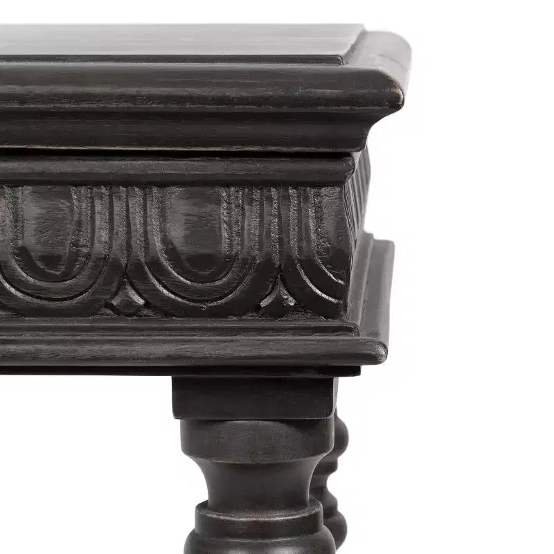 Carved Wood Console Table, 36x14x30, Dark Brown