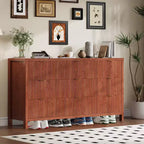 Commode de ferme à 9 tiroirs pour chambre, chiffonnier en bois étroit, commode moderne du milieu du siècle à façade cannelée, organisateur de rangement pour placard et salon