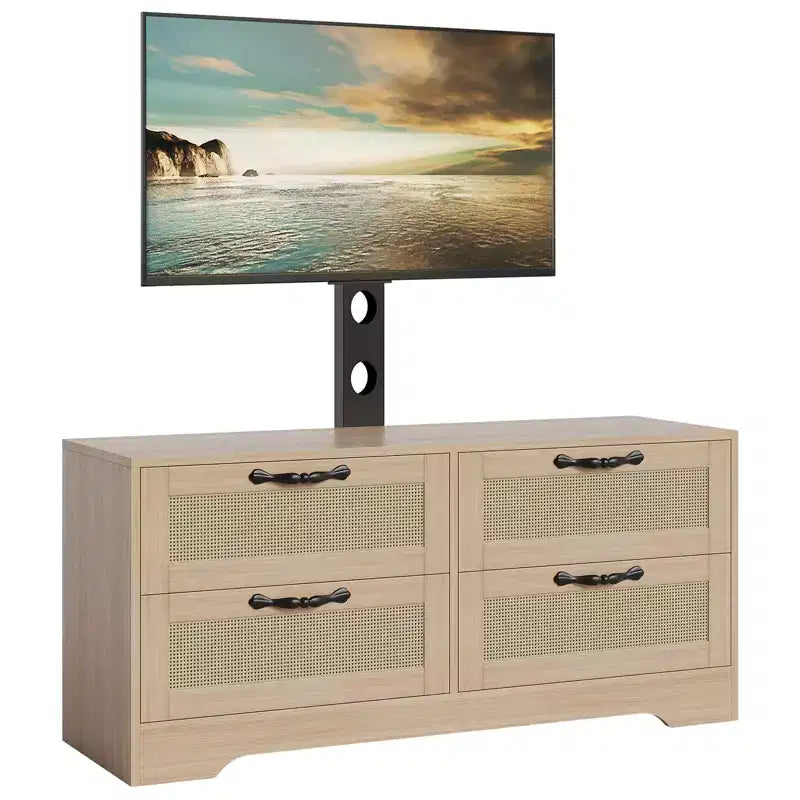4 Drawer Dresser TV Stand with Mount for TVs Up to 70 Inch for Living Room, Bedroom