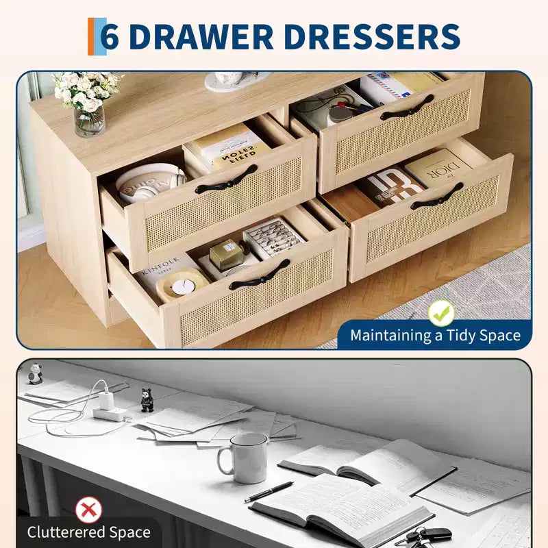 4 Drawer Dresser TV Stand with Mount for TVs Up to 70 Inch for Living Room, Bedroom