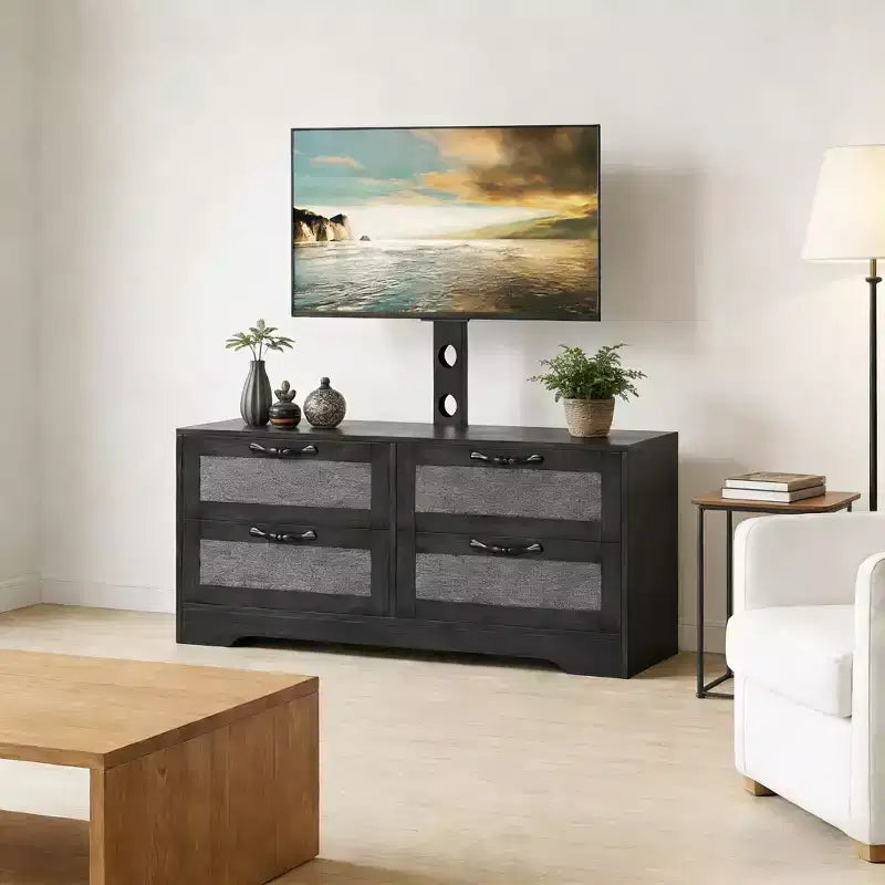 4 Drawer Dresser TV Stand with Mount for TVs Up to 70 Inch for Living Room, Bedroom