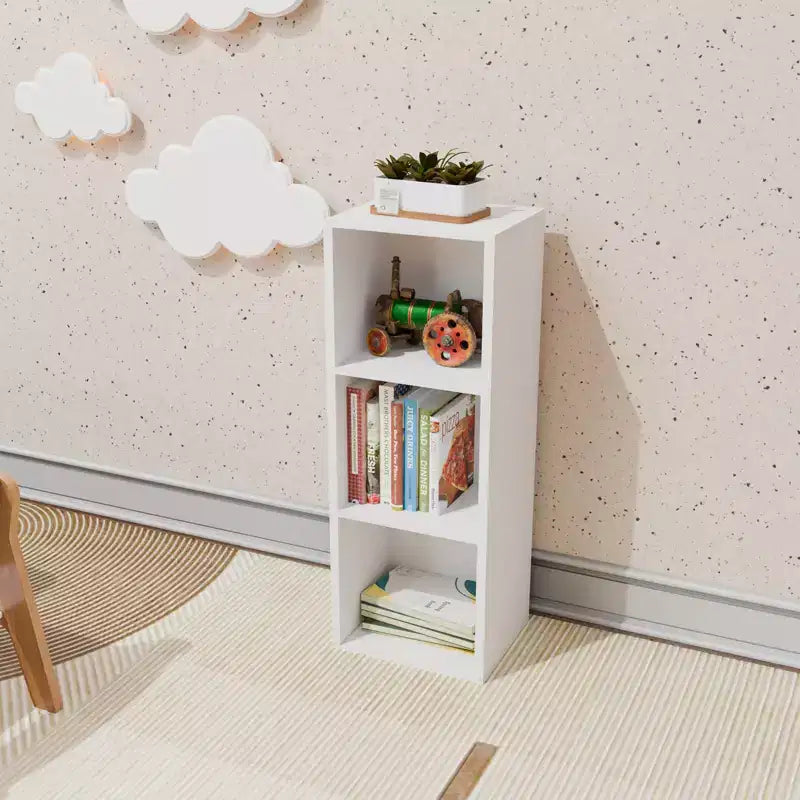 FurnitureR Modular Side Table & Storage Organizer, 3-Tier Cube Shelf with Square Design, Stackable Cubby Shelf for Living Room, Bedroom, Office, Study