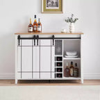 Mobile bar in stile rustico da fattoria con porta scorrevole tipo fienile, porta vino e bicchieri - Credenza 47 e stazione caffè