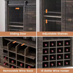Mobile bar in stile rustico da fattoria con porta scorrevole tipo fienile, porta vino e bicchieri - Credenza 47 e stazione caffè