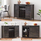 Mobile bar in stile rustico da fattoria con porta scorrevole tipo fienile, porta vino e bicchieri - Credenza 47 e stazione caffè