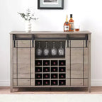 Mobile bar in stile rustico da fattoria con porta scorrevole tipo fienile, porta vino e bicchieri - Credenza 47 e stazione caffè