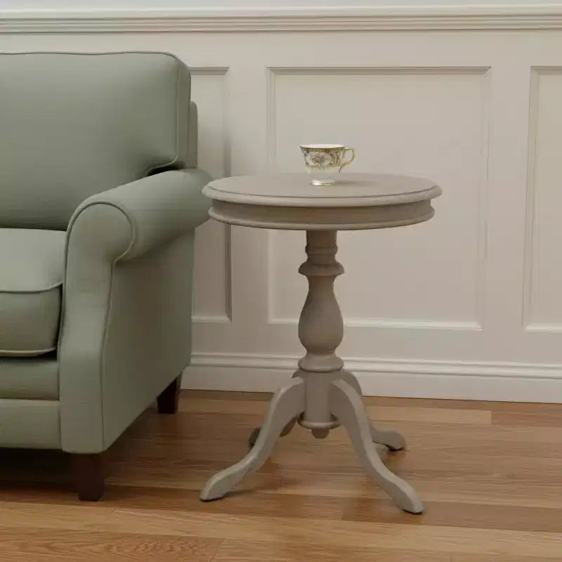 25 Taupe Gray Manufactured Wood Round End Table