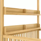 Himmelbett in Twin-/Full-Größe mit Regalen und Schutzgittern, Holzbodenbett mit Tür für Kinder