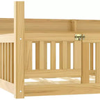 Himmelbett in Twin-/Full-Größe mit Regalen und Schutzgittern, Holzbodenbett mit Tür für Kinder
