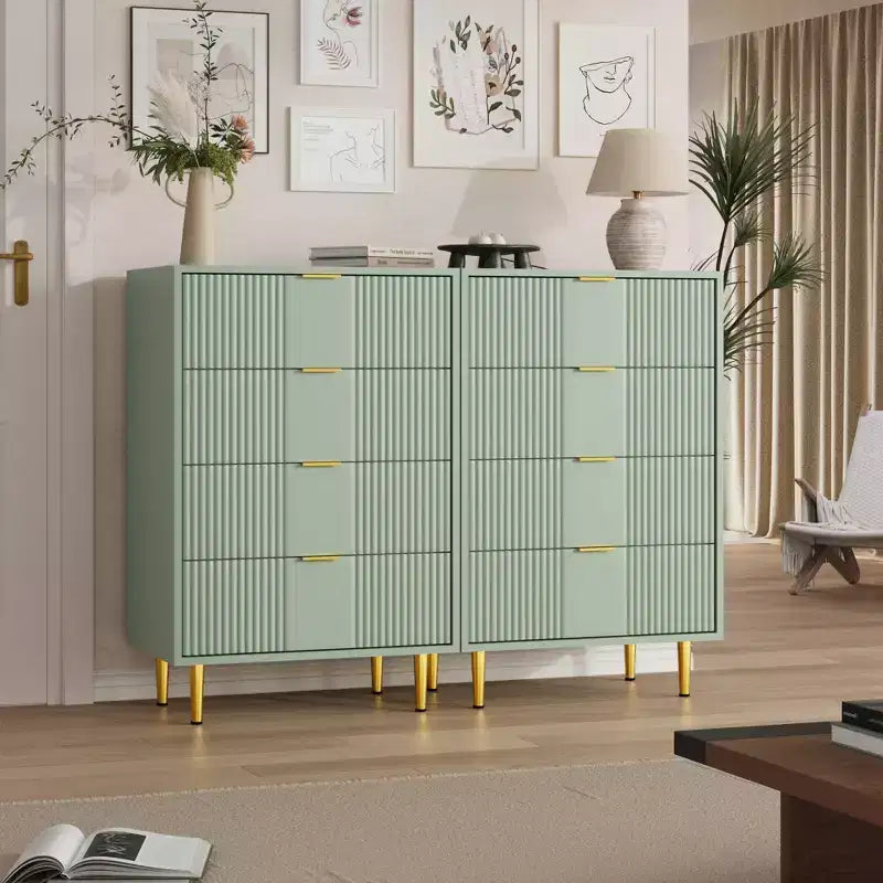 Fluted Dresser for Bedroom Modern Chest of Drawers with Metal Handle, Wooden Closet Clothes Storage Organizer