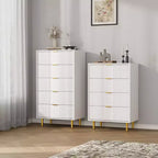 Commode cannelée pour chambre, meuble moderne à tiroirs avec poignée en métal, meuble de rangement en bois pour vêtements