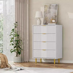 Commode cannelée pour chambre, meuble moderne à tiroirs avec poignée en métal, meuble de rangement en bois pour vêtements