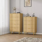 Commode cannelée pour chambre, meuble moderne à tiroirs avec poignée en métal, meuble de rangement en bois pour vêtements