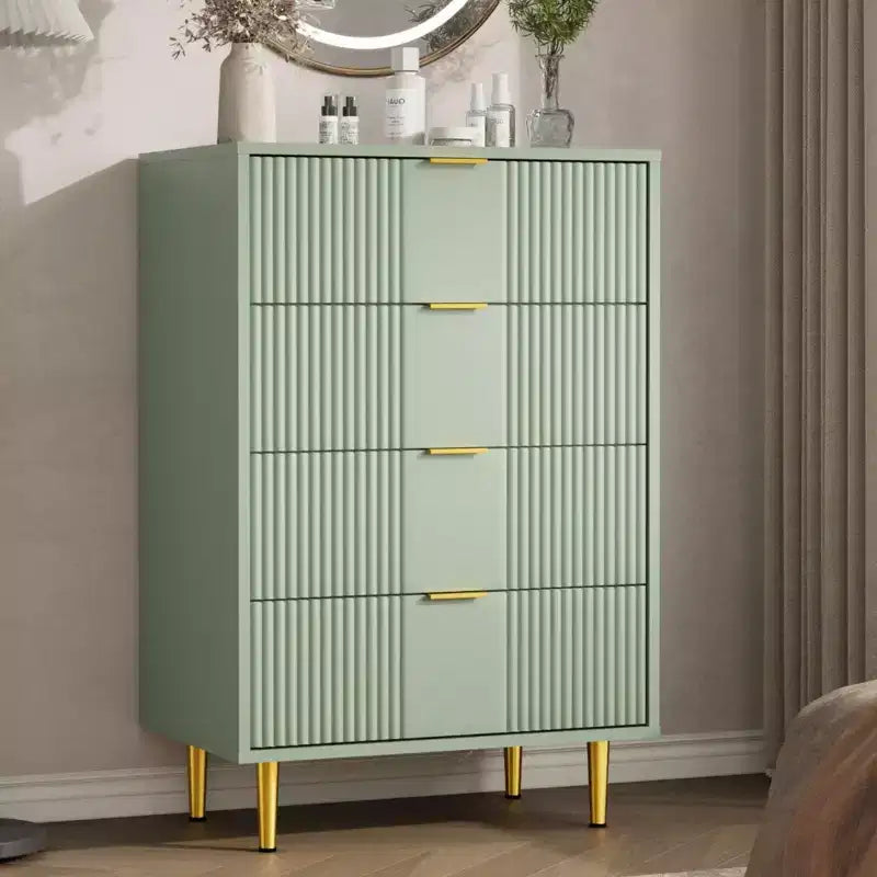 Fluted Dresser for Bedroom Modern Chest of Drawers with Metal Handle, Wooden Closet Clothes Storage Organizer