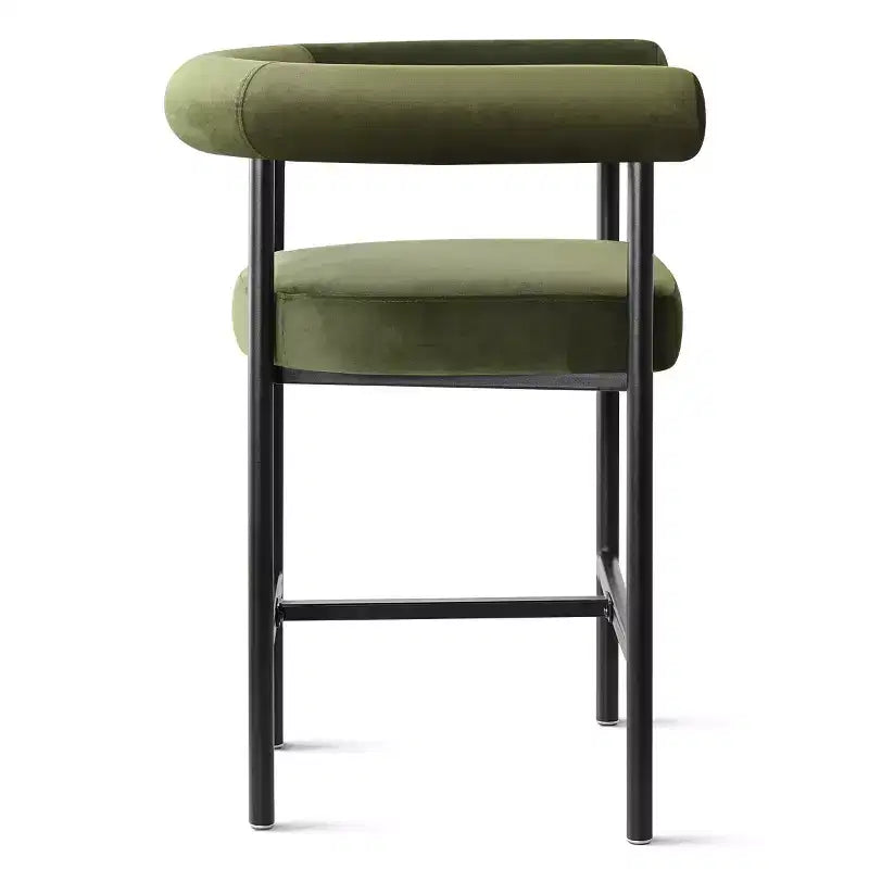 Set of 3 Luxury Velvet Counter Stools with Arms, 24 Wide Seat Modern Bar Chairs for Large Kitchen Island