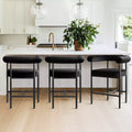 Set of 3 Luxury Velvet Counter Stools with Arms, 24 Wide Seat Modern Bar Chairs for Large Kitchen Island - Panipeachy