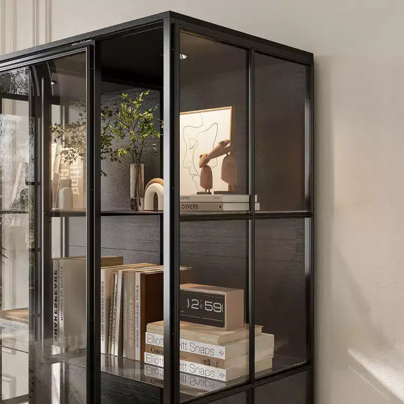Oversize Glass Display Cabinet: 74.8H,Built-In Spotlights + Sliding Glass DoorsSpacious Organizer for Collectibles,Models,Action Figuresr
