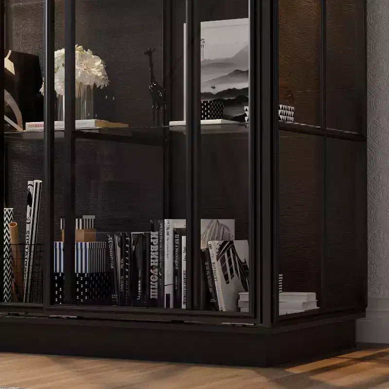 Oversize Glass Display Cabinet: 74.8H,Built-In Spotlights + Sliding Glass DoorsSpacious Organizer for Collectibles,Models,Action Figuresr
