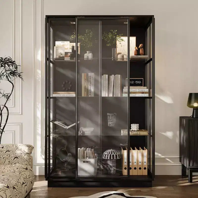 Oversize Glass Display Cabinet: 74.8H,Built-In Spotlights + Sliding Glass DoorsSpacious Organizer for Collectibles,Models,Action Figuresr