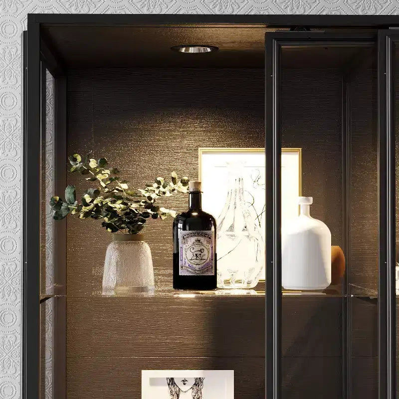 Oversize Glass Display Cabinet: 74.8H,Built-In Spotlights + Sliding Glass DoorsSpacious Organizer for Collectibles,Models,Action Figuresr