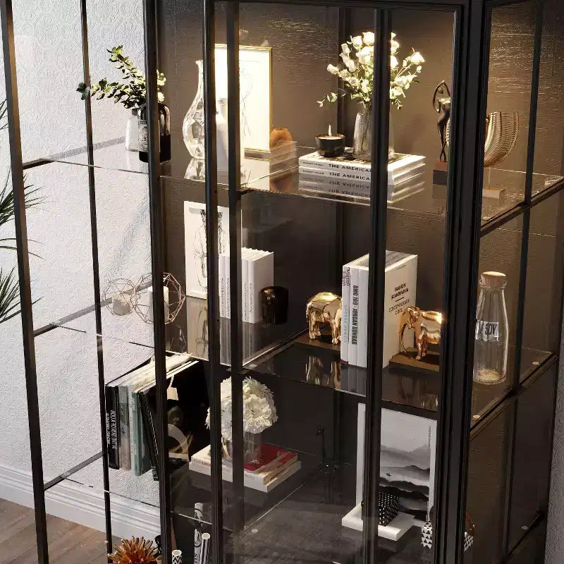Oversize Glass Display Cabinet: 74.8H,Built-In Spotlights + Sliding Glass DoorsSpacious Organizer for Collectibles,Models,Action Figuresr