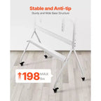 Mobile TV con ruote, carrello TV mobile per televisori LED/LCD/OLED piatti/curvi da 35-100 pollici, supporto portatile per monitor con ruote, portata fino a 198 libbre, bianco