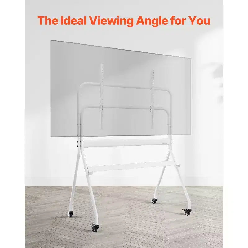 Rolling TV Stand, Mobile TV Cart for 35-100 Inch LED/LCD/OLED Flat/Curved TVs, Portable Monitor Stand with Wheels Hold up to 198 lbs, White