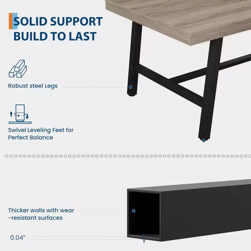 Industrial Rustic Dining Table for 4-6 63 Rectangular Tabletop with Heavy-Duty Metal Legs Durable & Easy to Assemble Kitchen