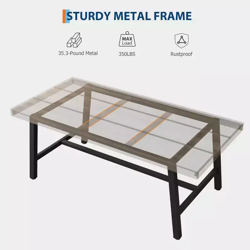 Industrial Rustic Dining Table for 4-6 63 Rectangular Tabletop with Heavy-Duty Metal Legs Durable & Easy to Assemble Kitchen