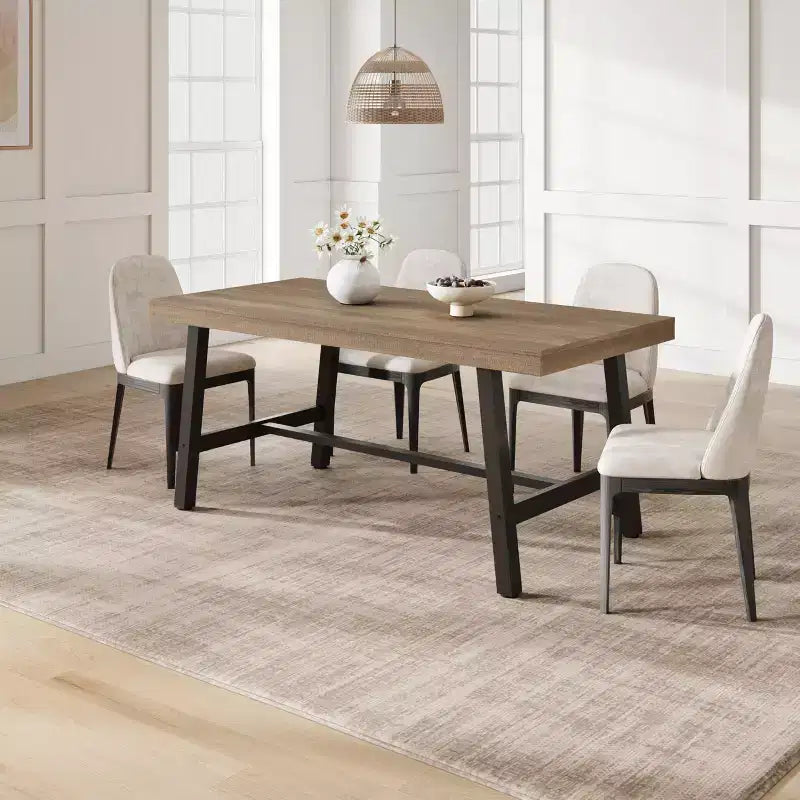 Industrial Rustic Dining Table for 4-6 63 Rectangular Tabletop with Heavy-Duty Metal Legs Durable & Easy to Assemble Kitchen