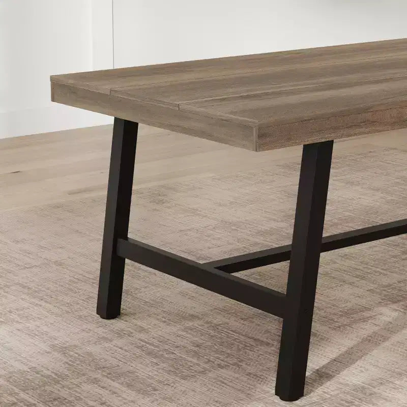 Industrial Rustic Dining Table for 4-6 63 Rectangular Tabletop with Heavy-Duty Metal Legs Durable & Easy to Assemble Kitchen