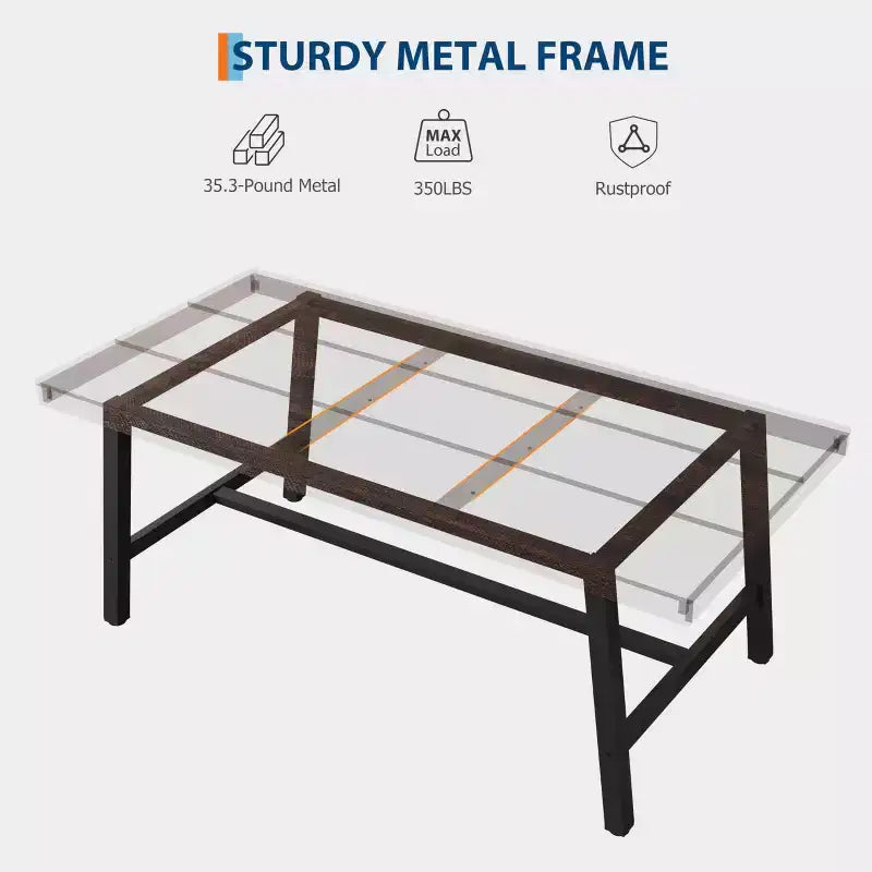 Industrial Rustic Dining Table for 4-6 63 Rectangular Tabletop with Heavy-Duty Metal Legs Durable & Easy to Assemble Kitchen
