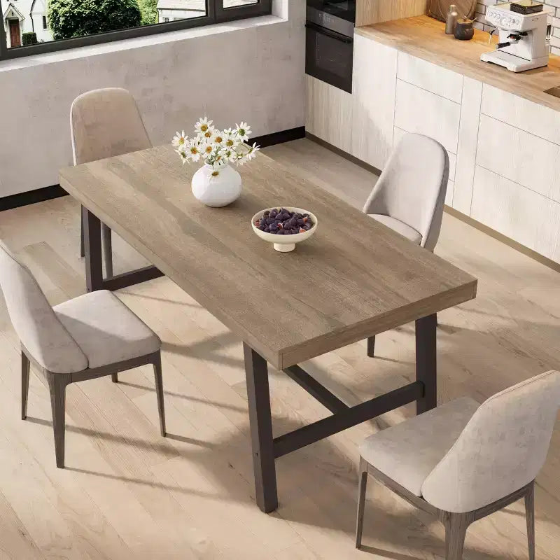Industrial Rustic Dining Table for 4-6 63 Rectangular Tabletop with Heavy-Duty Metal Legs Durable & Easy to Assemble Kitchen
